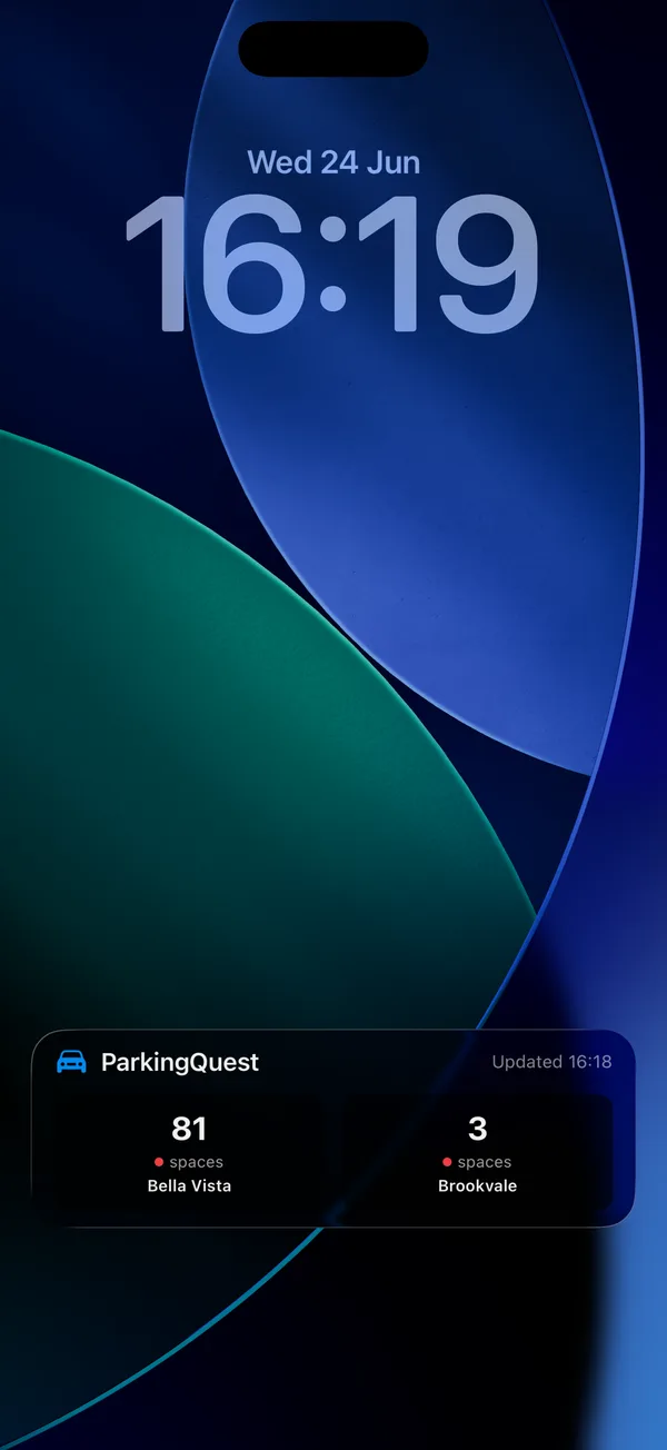 ParkingQuest live card on the iPhone Lock Screen